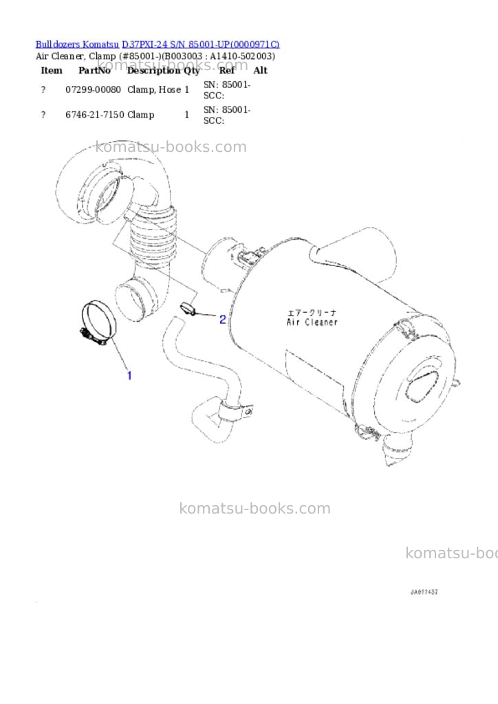 Komatsu d37pxi-24 s/n 85001-up Parts catalog cover Page 6 Komatsu d37pxi-24 s/n 85001-up Parts catalog cover Page 6