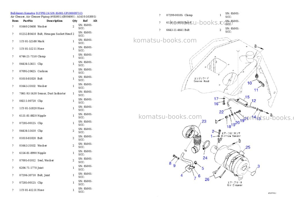 Komatsu d37pxi-24 s/n 85001-up Parts catalog cover Page 7 Komatsu d37pxi-24 s/n 85001-up Parts catalog cover Page 7