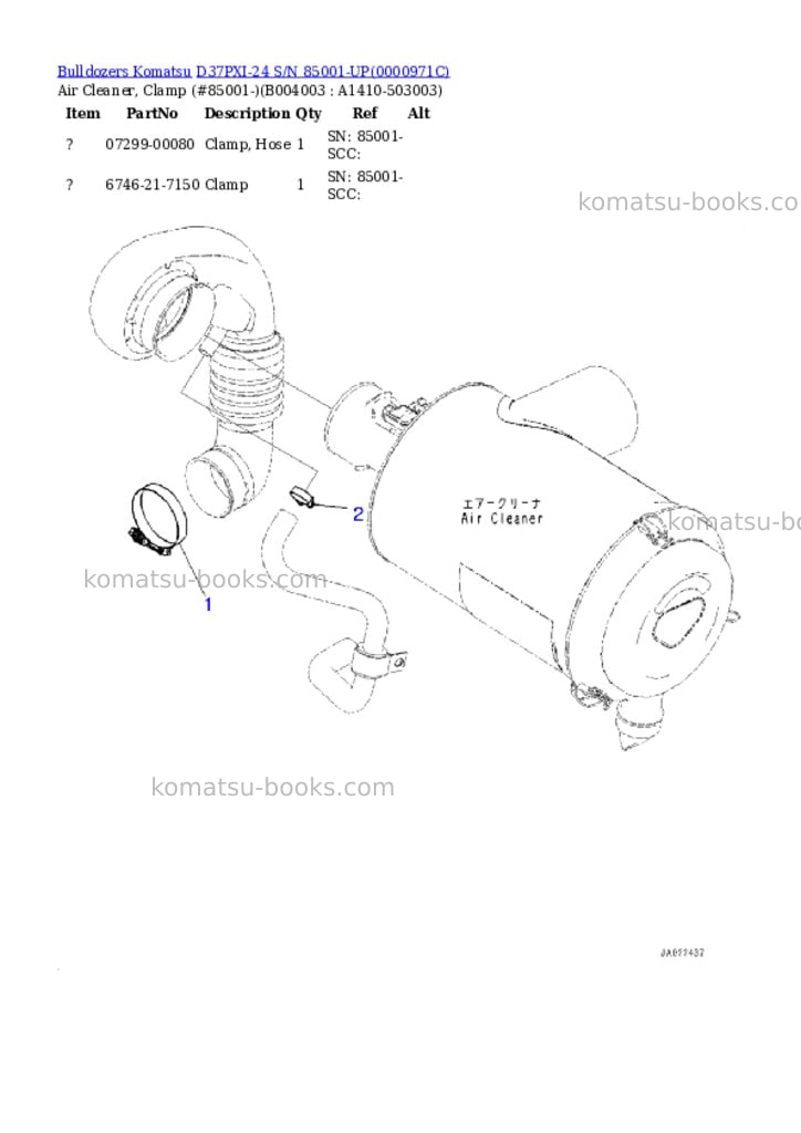 Komatsu d37pxi-24 s/n 85001-up Parts catalog cover Page 9 Komatsu d37pxi-24 s/n 85001-up Parts catalog cover Page 9