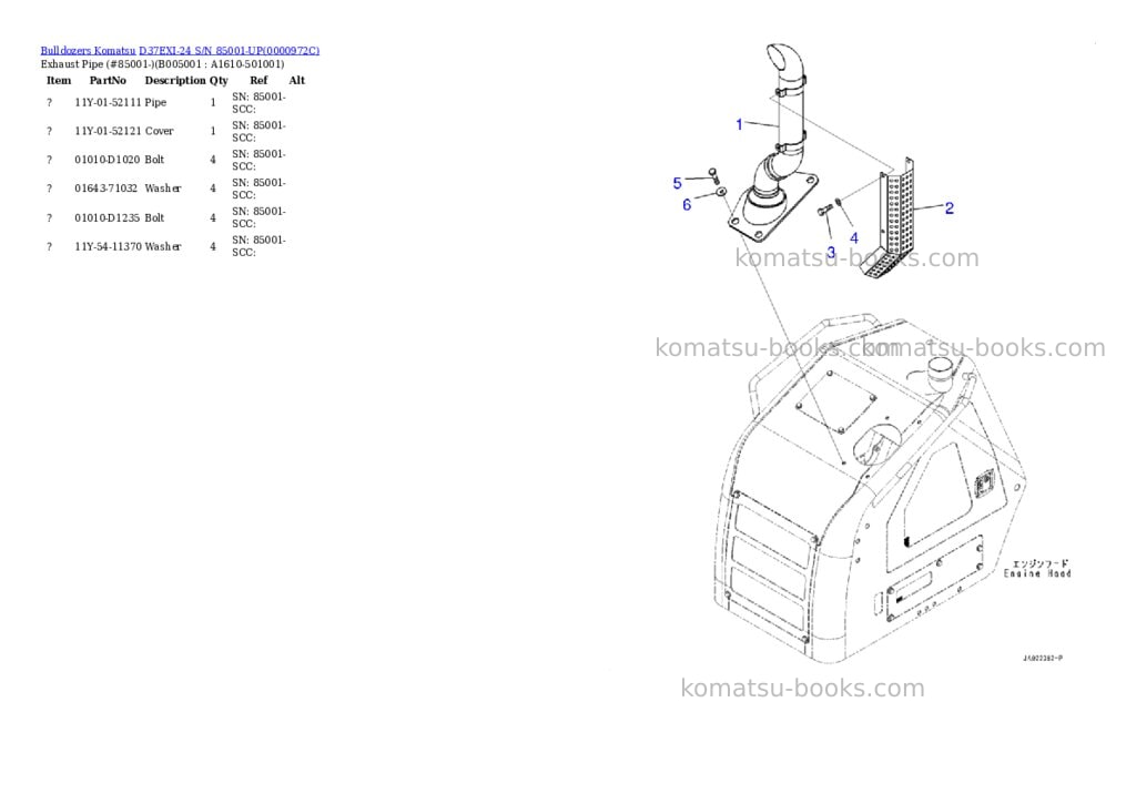 Komatsu d37exi-24 s/n 85001-up Parts catalog cover Page 10 Komatsu d37exi-24 s/n 85001-up Parts catalog cover Page 10