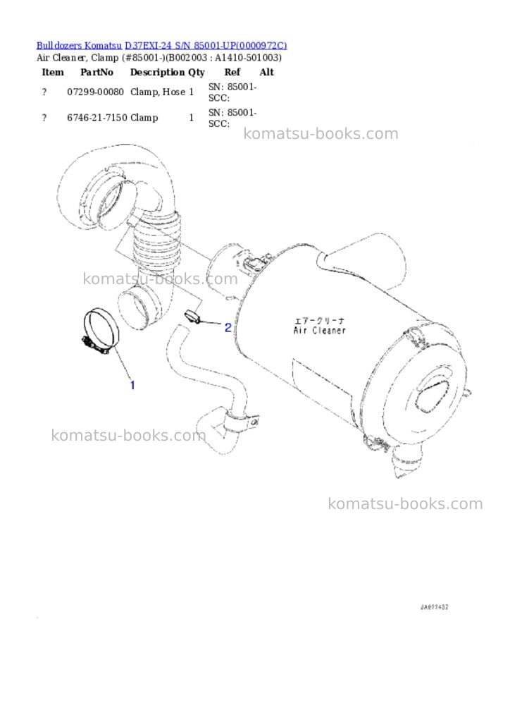 Komatsu d37exi-24 s/n 85001-up Parts catalog cover Page 3 Komatsu d37exi-24 s/n 85001-up Parts catalog cover Page 3