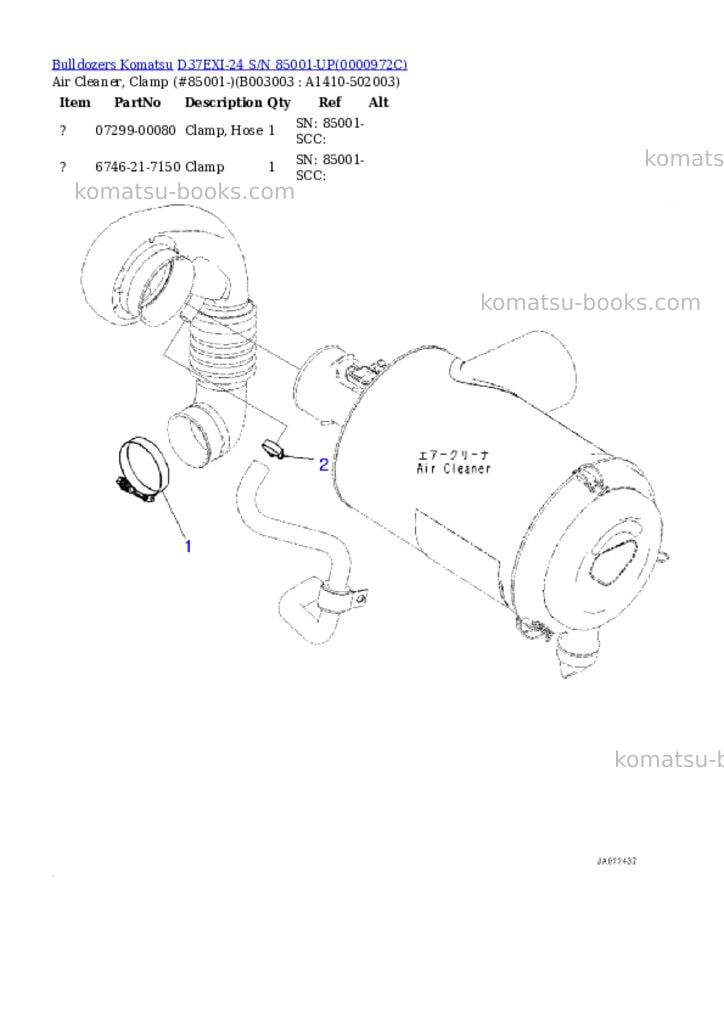 Komatsu d37exi-24 s/n 85001-up Parts catalog cover Page 6 Komatsu d37exi-24 s/n 85001-up Parts catalog cover Page 6