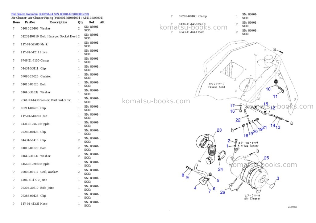 Komatsu d37exi-24 s/n 85001-up Parts catalog cover Page 7 Komatsu d37exi-24 s/n 85001-up Parts catalog cover Page 7