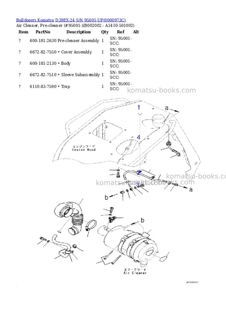 Komatsu d39ex-24 s/n 95001-up Parts catalog cover Page 2 Komatsu d39ex-24 s/n 95001-up Parts catalog cover Page 2