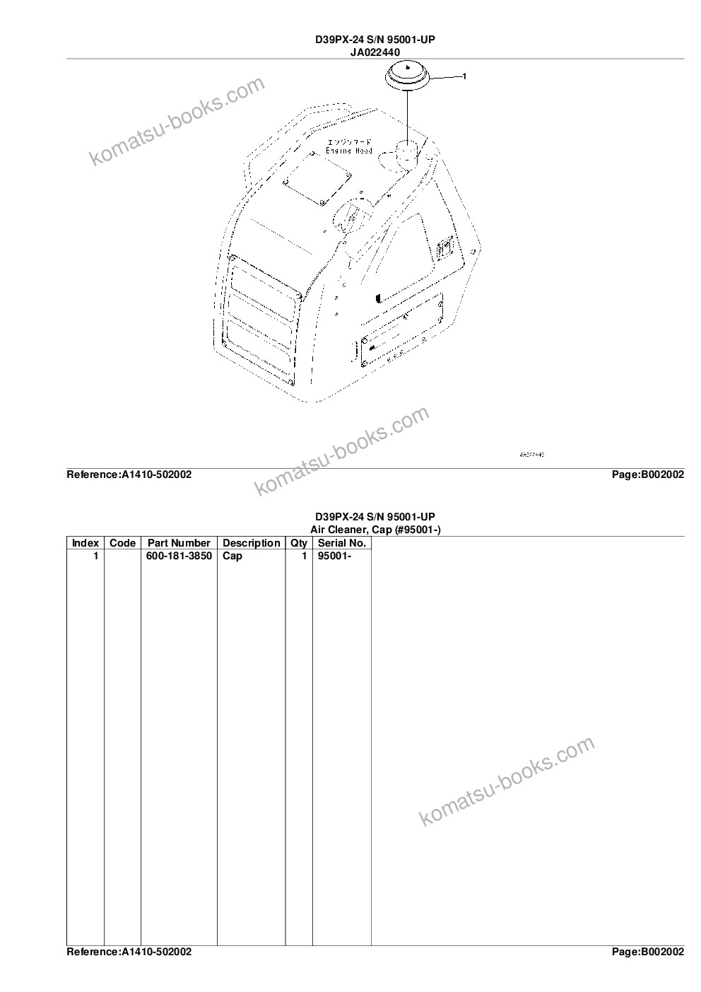 Komatsu d39px-24 s/n 95001-up Parts catalog cover Page 7 Komatsu d39px-24 s/n 95001-up Parts catalog cover Page 7