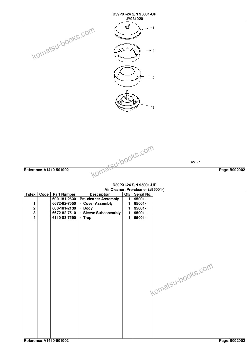 Komatsu d39pxi-24 s/n 95001-up Parts catalog cover Page 7 Komatsu d39pxi-24 s/n 95001-up Parts catalog cover Page 7