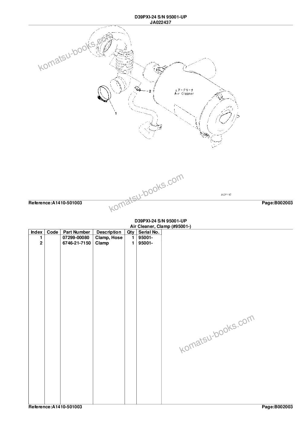 Komatsu d39pxi-24 s/n 95001-up Parts catalog cover Page 8 Komatsu d39pxi-24 s/n 95001-up Parts catalog cover Page 8