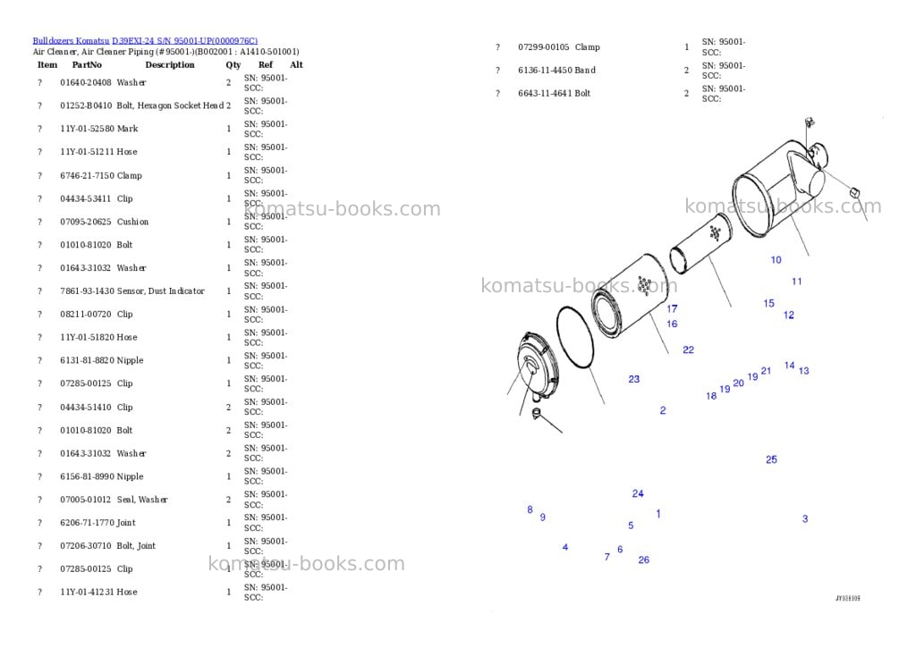 Komatsu d39exi-24 s/n 95001-up Parts catalog cover Komatsu d39exi-24 s/n 95001-up Parts catalog cover