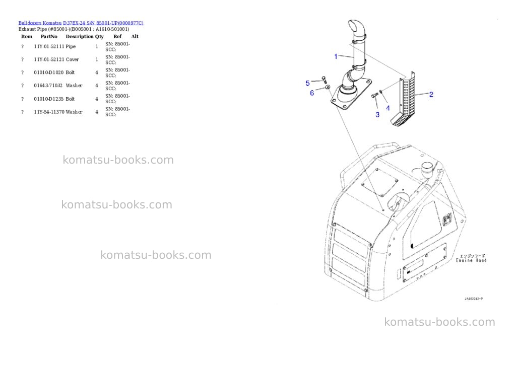 Komatsu d37ex-24 s/n 85001-up Parts catalog cover Page 10 Komatsu d37ex-24 s/n 85001-up Parts catalog cover Page 10