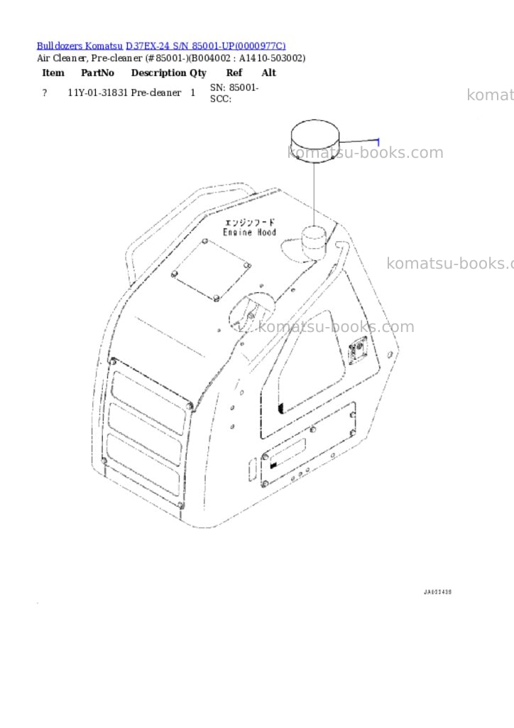 Komatsu d37ex-24 s/n 85001-up Parts catalog cover Page 8 Komatsu d37ex-24 s/n 85001-up Parts catalog cover Page 8