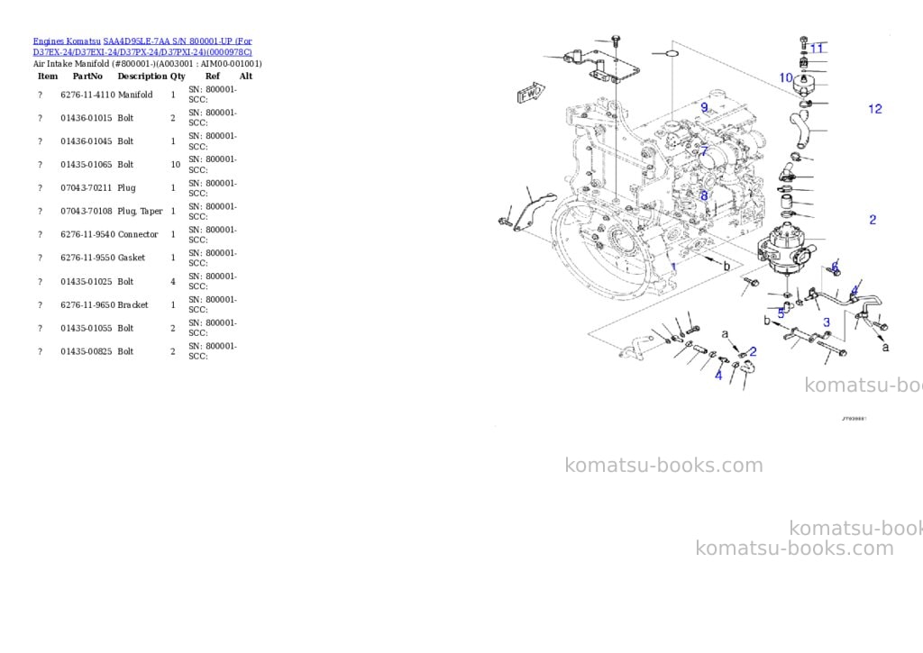 Komatsu saa4d95le-7aa s/n 800001-up for d37ex-24/d37exi-24/d37px-24/d37pxi-24 Parts catalog cover Page 2 Komatsu saa4d95le-7aa s/n 800001-up for d37ex-24/d37exi-24/d37px-24/d37pxi-24 Parts catalog cover Page 2