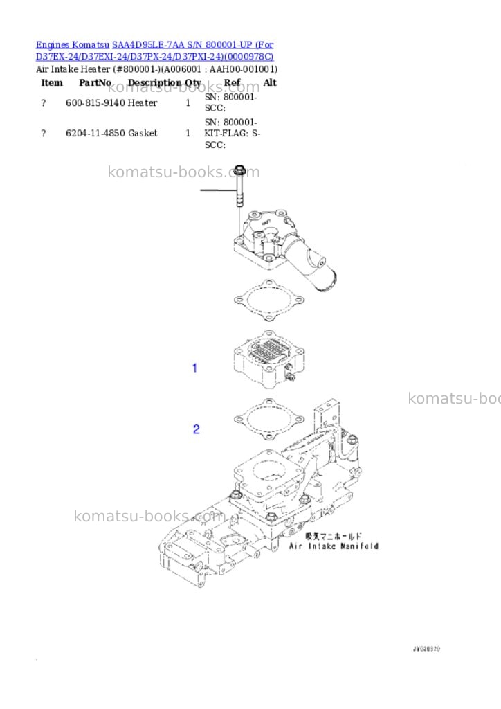 Komatsu saa4d95le-7aa s/n 800001-up for d37ex-24/d37exi-24/d37px-24/d37pxi-24 Parts catalog cover Page 5 Komatsu saa4d95le-7aa s/n 800001-up for d37ex-24/d37exi-24/d37px-24/d37pxi-24 Parts catalog cover Page 5