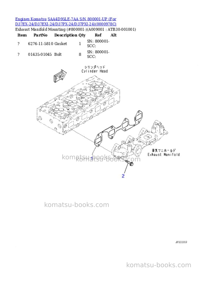 Komatsu saa4d95le-7aa s/n 800001-up for d37ex-24/d37exi-24/d37px-24/d37pxi-24 Parts catalog cover Page 8 Komatsu saa4d95le-7aa s/n 800001-up for d37ex-24/d37exi-24/d37px-24/d37pxi-24 Parts catalog cover Page 8