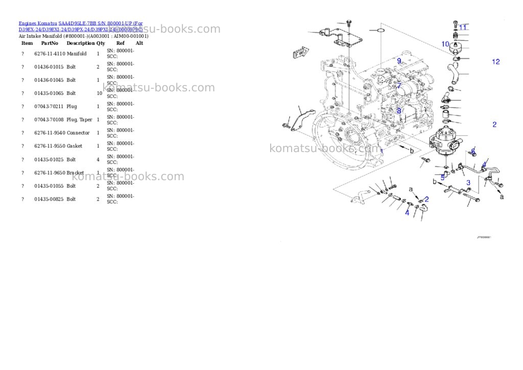 Komatsu saa4d95le-7bb s/n 800001-up for d39ex-24/d39exi-24/d39px-24/d39pxi-24 Parts catalog cover Page 2 Komatsu saa4d95le-7bb s/n 800001-up for d39ex-24/d39exi-24/d39px-24/d39pxi-24 Parts catalog cover Page 2