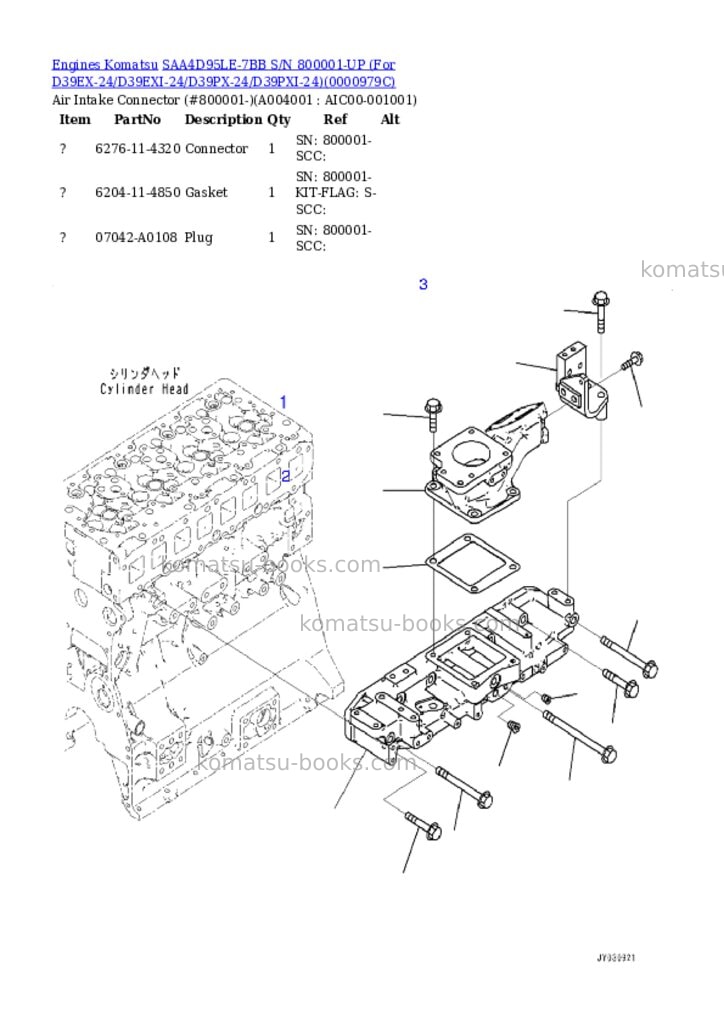 Komatsu saa4d95le-7bb s/n 800001-up for d39ex-24/d39exi-24/d39px-24/d39pxi-24 Parts catalog cover Page 3 Komatsu saa4d95le-7bb s/n 800001-up for d39ex-24/d39exi-24/d39px-24/d39pxi-24 Parts catalog cover Page 3