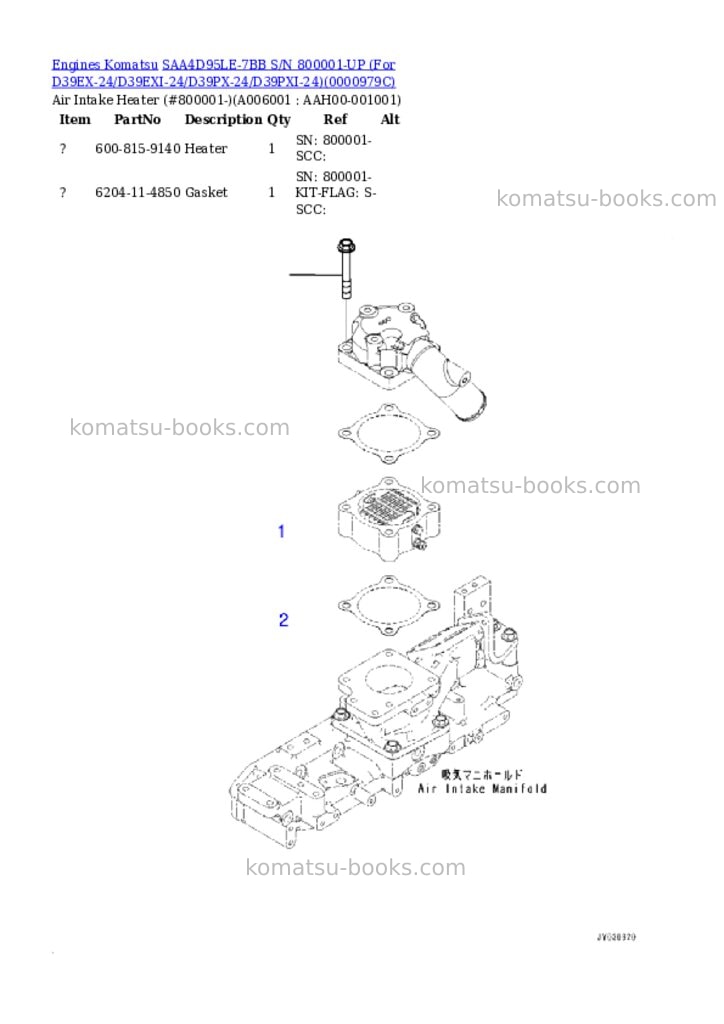 Komatsu saa4d95le-7bb s/n 800001-up for d39ex-24/d39exi-24/d39px-24/d39pxi-24 Parts catalog cover Page 5 Komatsu saa4d95le-7bb s/n 800001-up for d39ex-24/d39exi-24/d39px-24/d39pxi-24 Parts catalog cover Page 5