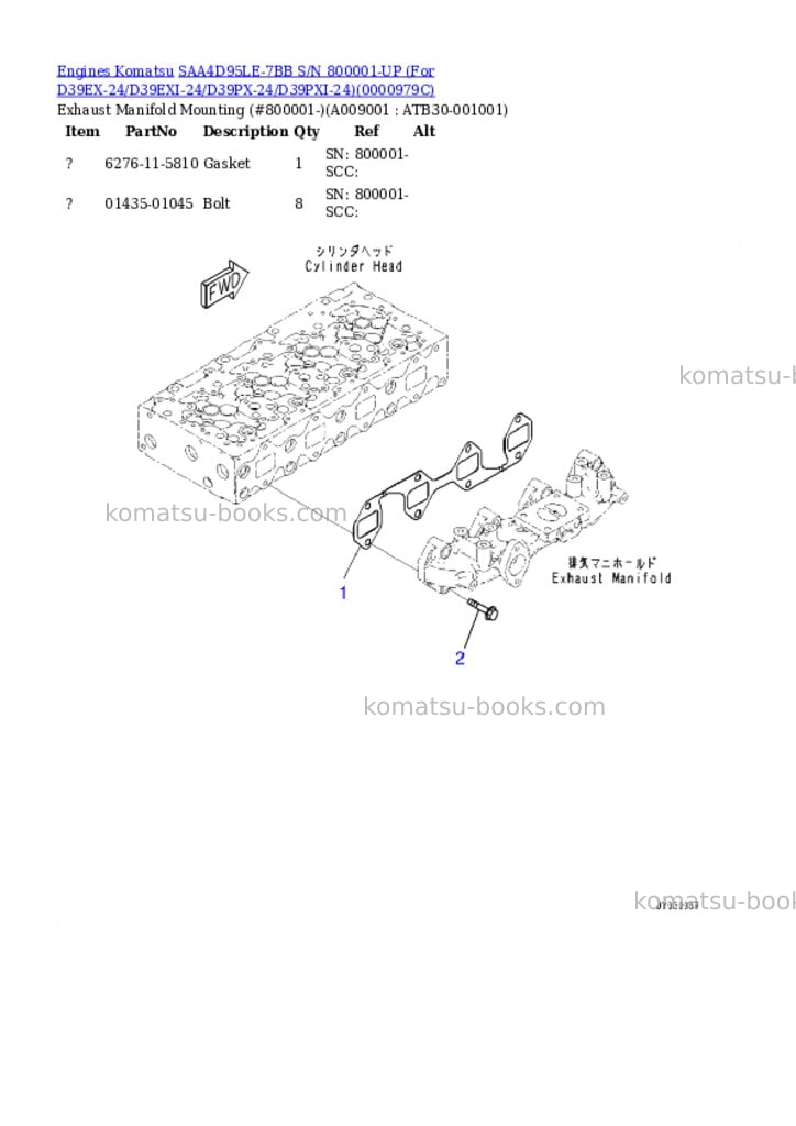 Komatsu saa4d95le-7bb s/n 800001-up for d39ex-24/d39exi-24/d39px-24/d39pxi-24 Parts catalog cover Page 8 Komatsu saa4d95le-7bb s/n 800001-up for d39ex-24/d39exi-24/d39px-24/d39pxi-24 Parts catalog cover Page 8
