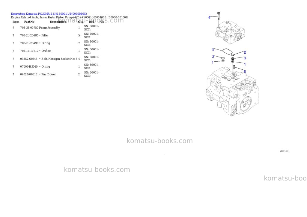 Komatsu pc30mr-5 s/n 50001-up Parts catalog cover Page 7 Komatsu pc30mr-5 s/n 50001-up Parts catalog cover Page 7