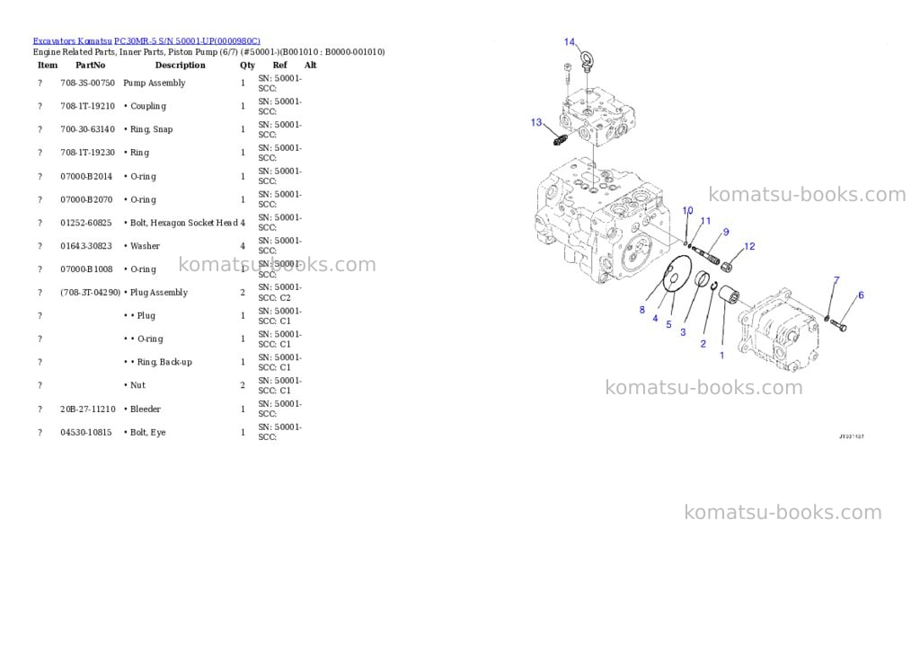 Komatsu pc30mr-5 s/n 50001-up Parts catalog cover Page 9 Komatsu pc30mr-5 s/n 50001-up Parts catalog cover Page 9