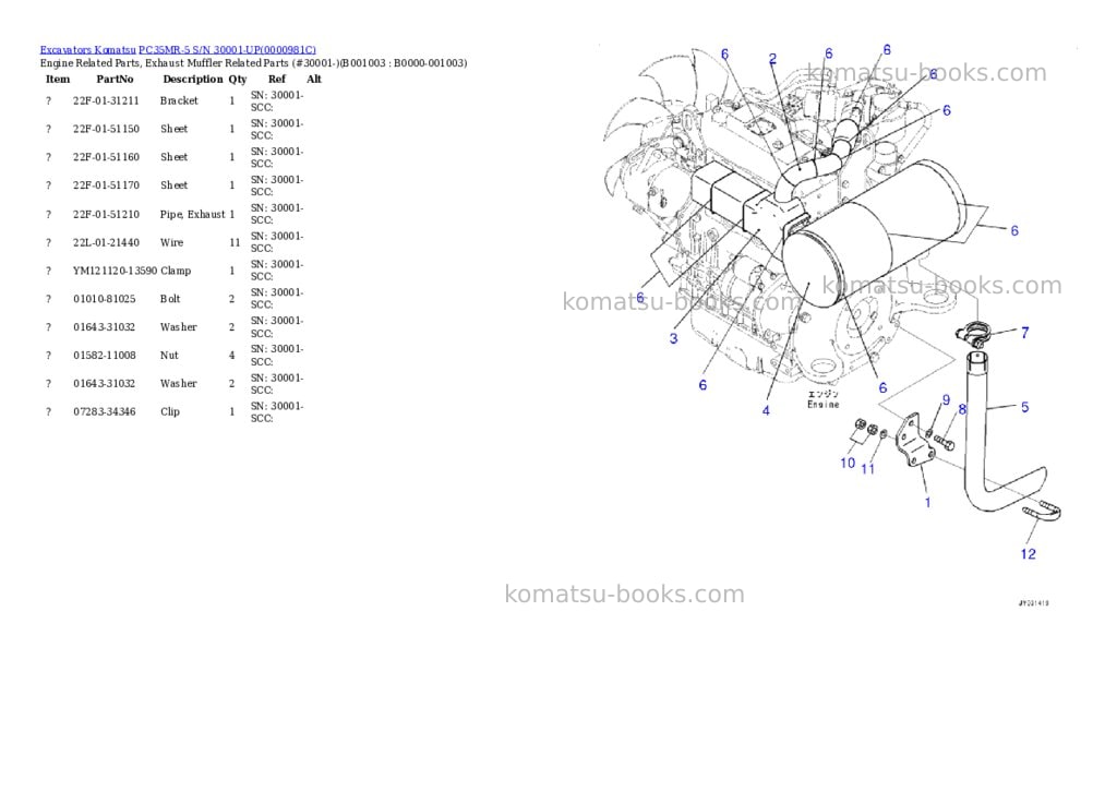 Komatsu pc35mr-5 s/n 30001-up Parts catalog cover Page 2 Komatsu pc35mr-5 s/n 30001-up Parts catalog cover Page 2