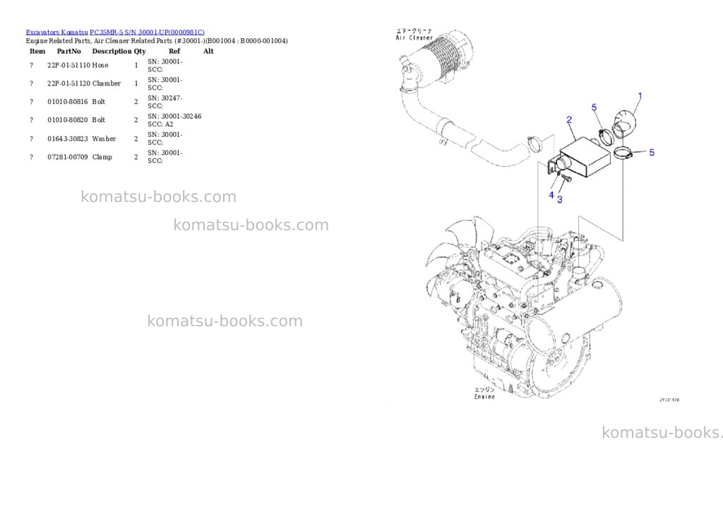 Komatsu pc35mr-5 s/n 30001-up Parts catalog cover Page 3 Komatsu pc35mr-5 s/n 30001-up Parts catalog cover Page 3