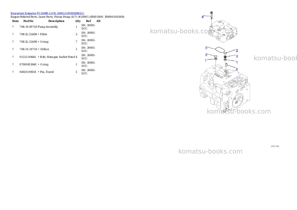 Komatsu pc35mr-5 s/n 30001-up Parts catalog cover Page 7 Komatsu pc35mr-5 s/n 30001-up Parts catalog cover Page 7