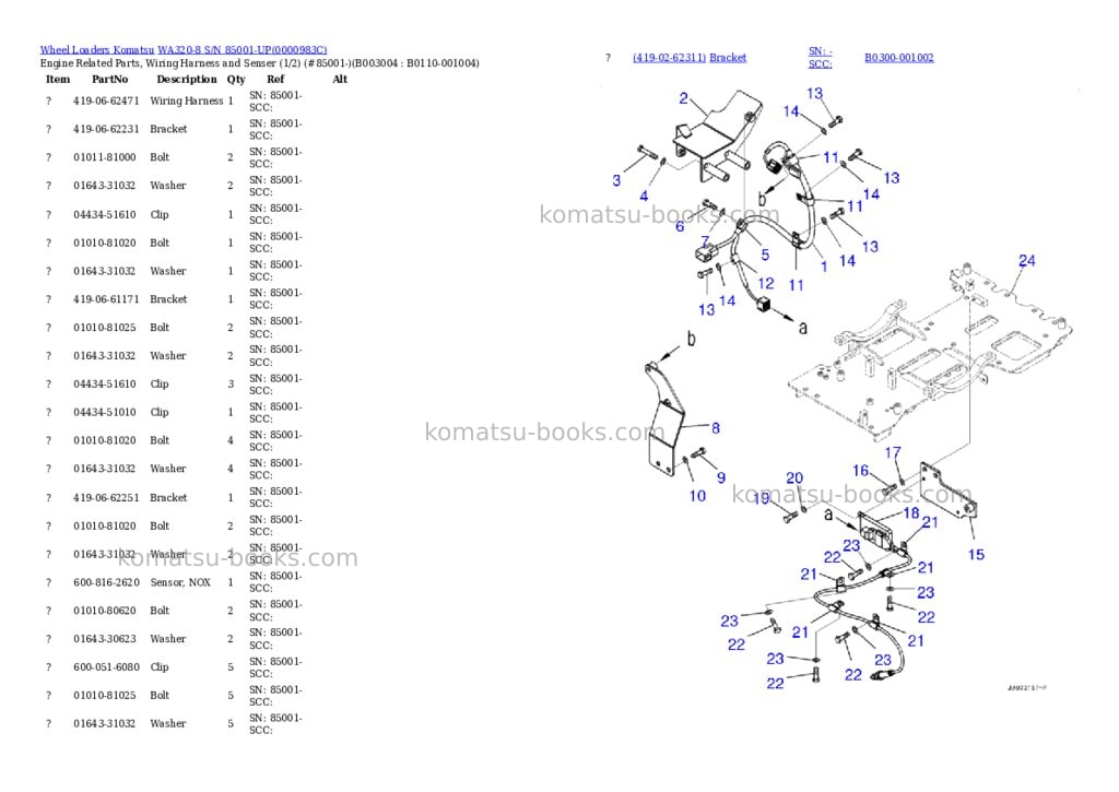 Komatsu wa320-8 s/n 85001-up Parts catalog cover Page 5 Komatsu wa320-8 s/n 85001-up Parts catalog cover Page 5