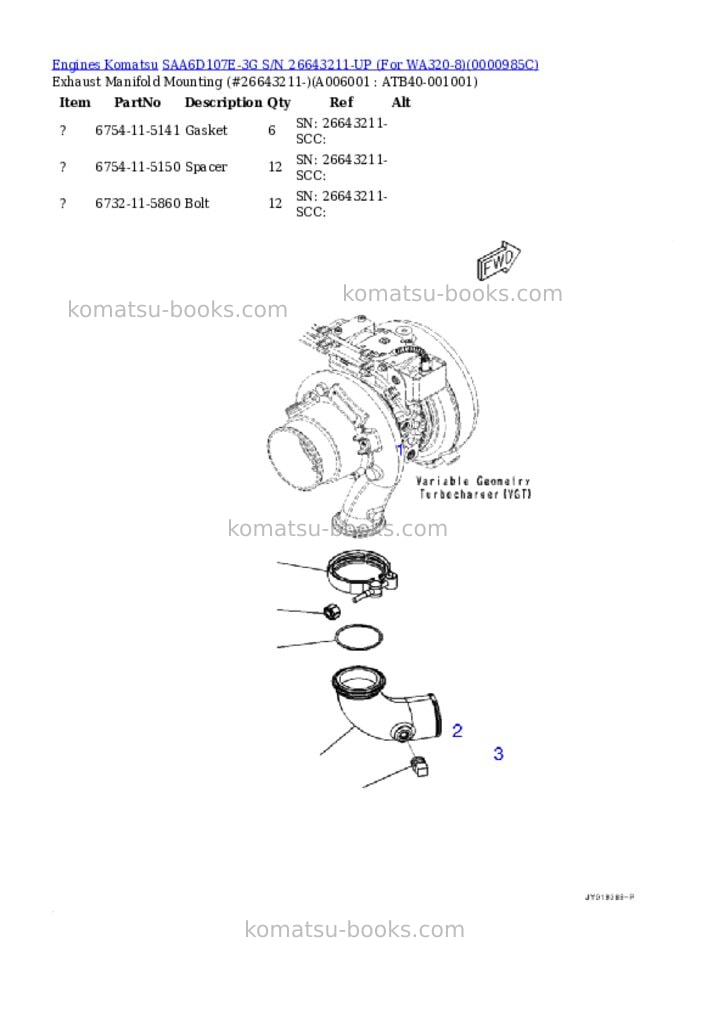 Komatsu saa6d107e-3g s/n 26643211-up for wa320-8 Parts catalog cover Page 5