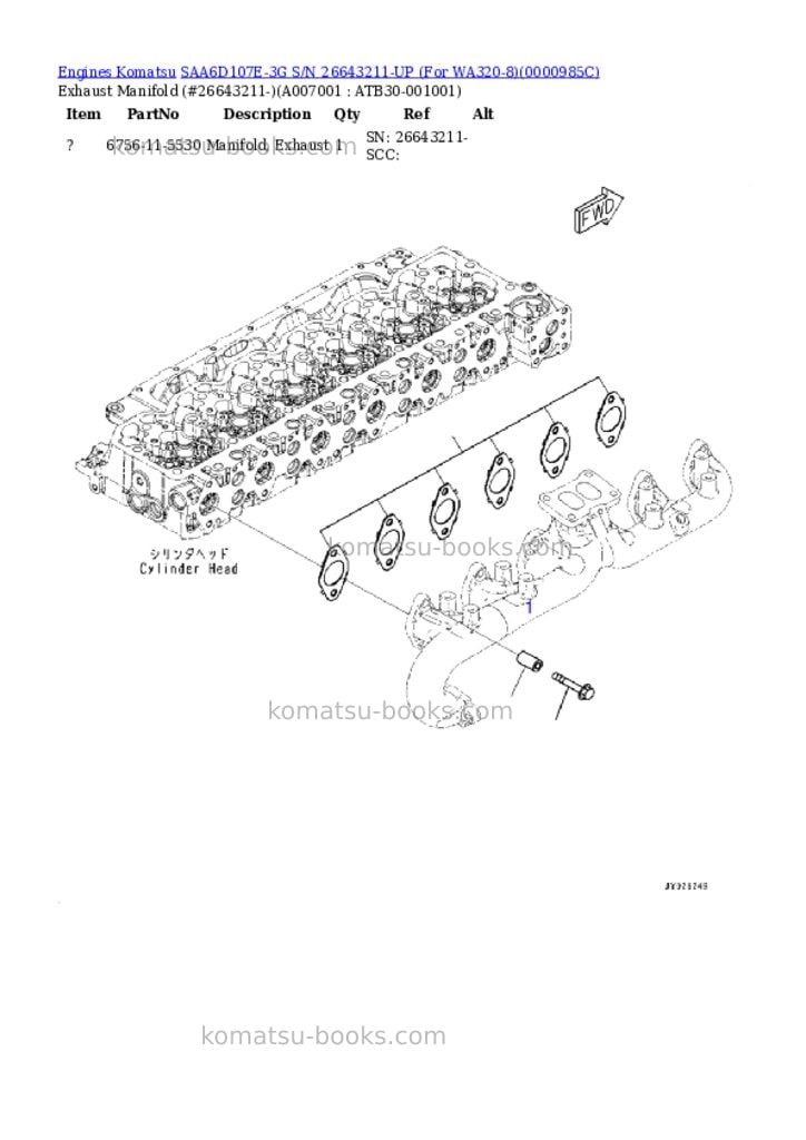 Komatsu saa6d107e-3g s/n 26643211-up for wa320-8 Parts catalog cover Page 6