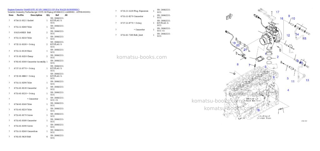 Komatsu saa6d107e-3g s/n 26643211-up for wa320-8 Parts catalog cover Page 8