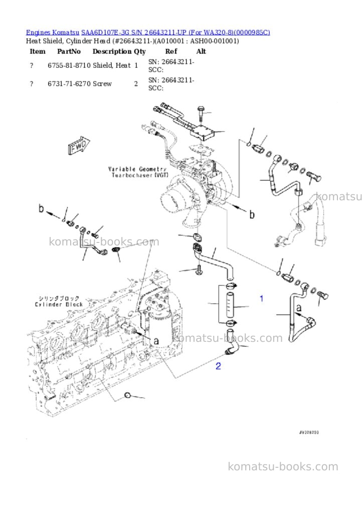 Komatsu saa6d107e-3g s/n 26643211-up for wa320-8 Parts catalog cover Page 9