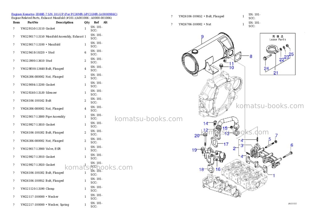 Komatsu 3d88e-7 s/n 101-up for pc30mr-5/pc35mr-5 Parts catalog cover Page 5