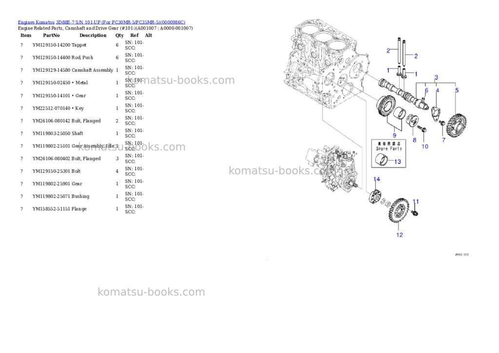 Komatsu 3d88e-7 s/n 101-up for pc30mr-5/pc35mr-5 Parts catalog cover Page 6