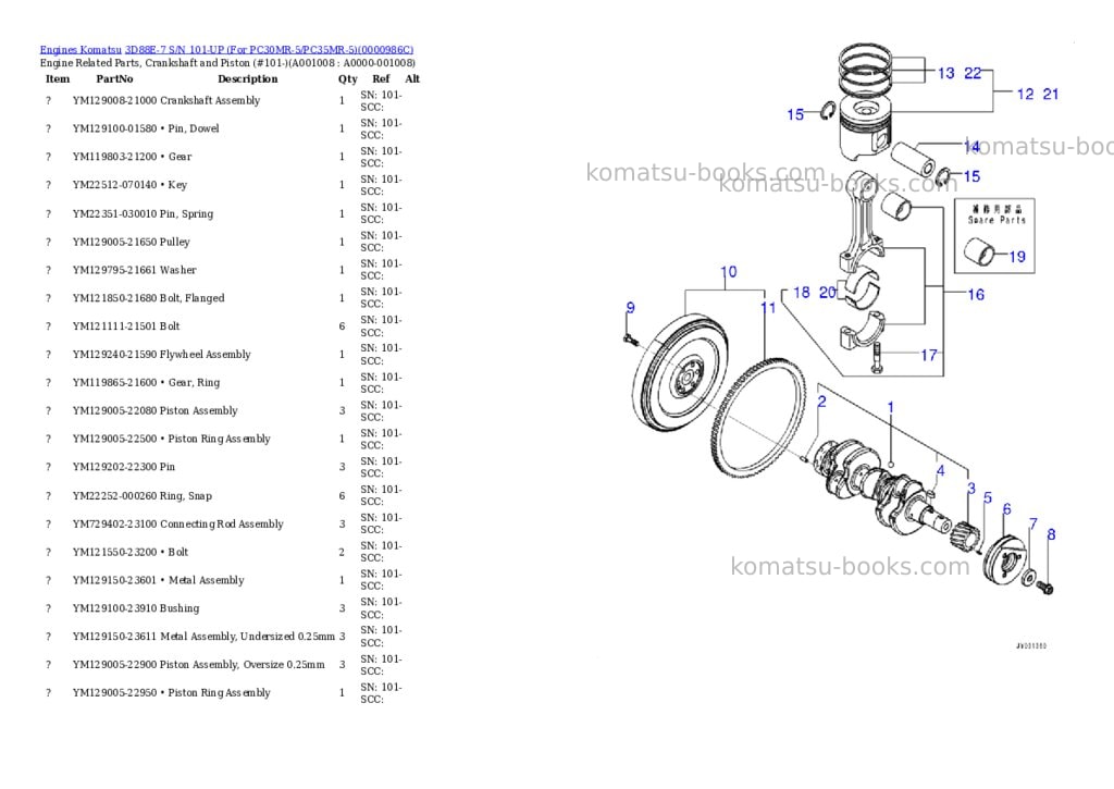 Komatsu 3d88e-7 s/n 101-up for pc30mr-5/pc35mr-5 Parts catalog cover Page 7