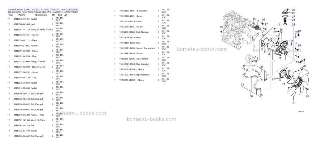 Komatsu 3d88e-7 s/n 101-up for pc30mr-5/pc35mr-5 Parts catalog cover Page 9