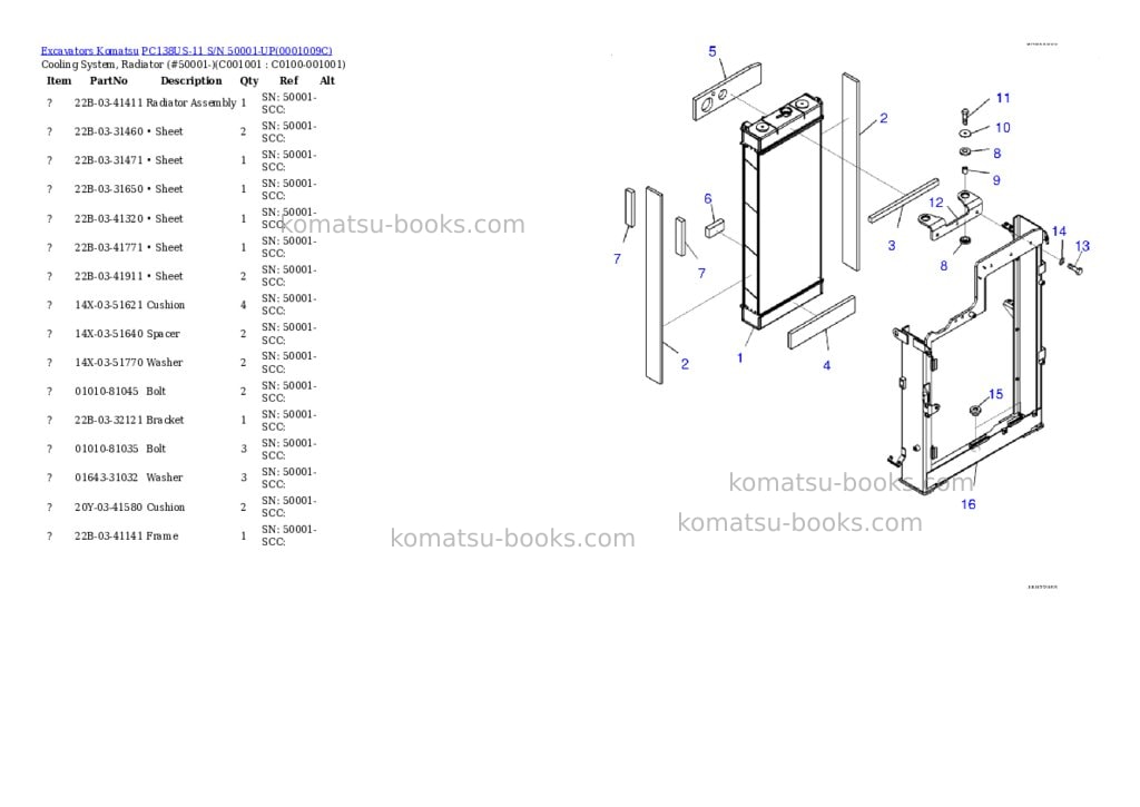 Komatsu pc138us-11 s/n 50001-up Parts catalog cover Page 10