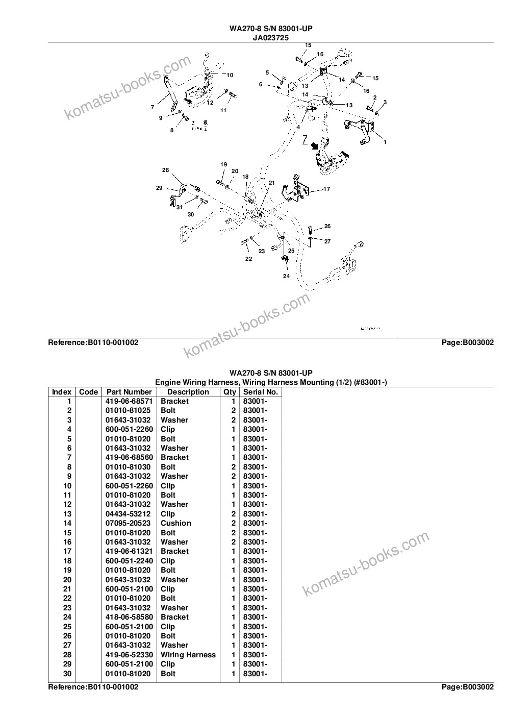 Komatsu wa270-8 s/n 83001-up Parts catalog cover Page 10