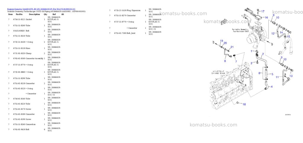 Komatsu saa6d107e-3h s/n 26644419-up for wa270-8 Parts catalog cover Page 9