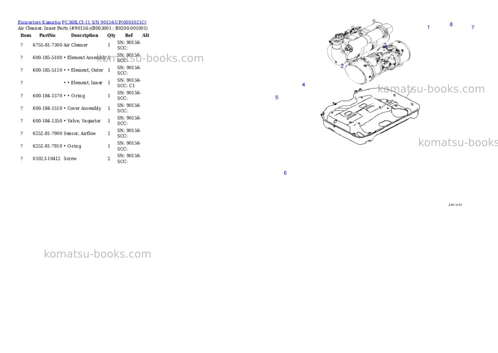 Komatsu pc360lci-11 s/n 90156-up for kal Parts catalog cover Page 5 Komatsu pc360lci-11 s/n 90156-up for kal Parts catalog cover Page 5