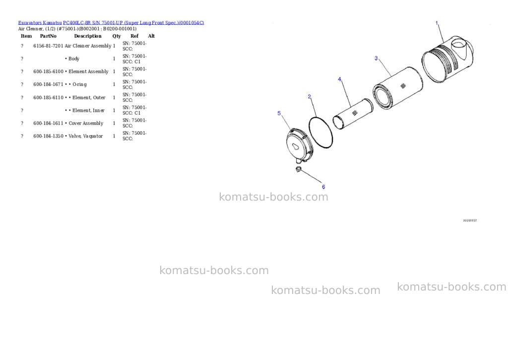 Komatsu PC400LC-8R S/N 75001-UP (Super Long Front Spec.) Parts catalog cover Komatsu PC400LC-8R S/N 75001-UP (Super Long Front Spec.) Parts catalog cover
