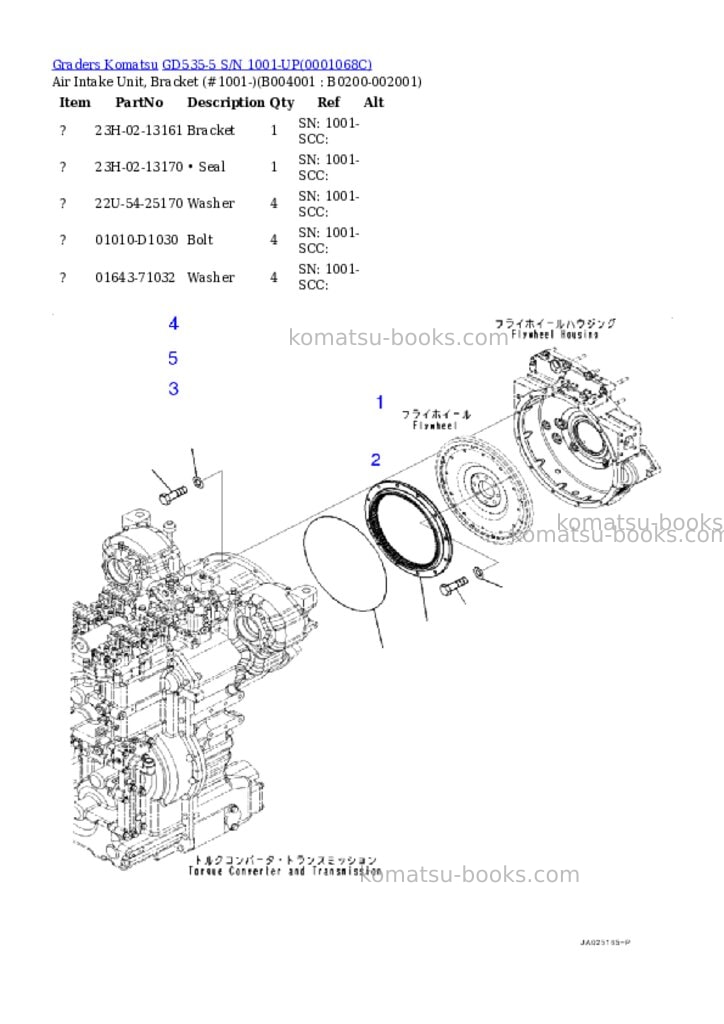 Komatsu gd535-5 s/n 1001-up Parts catalog cover Page 4