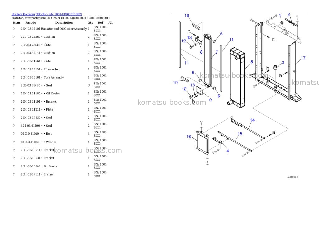 Komatsu gd535-5 s/n 1001-up Parts catalog cover Page 9