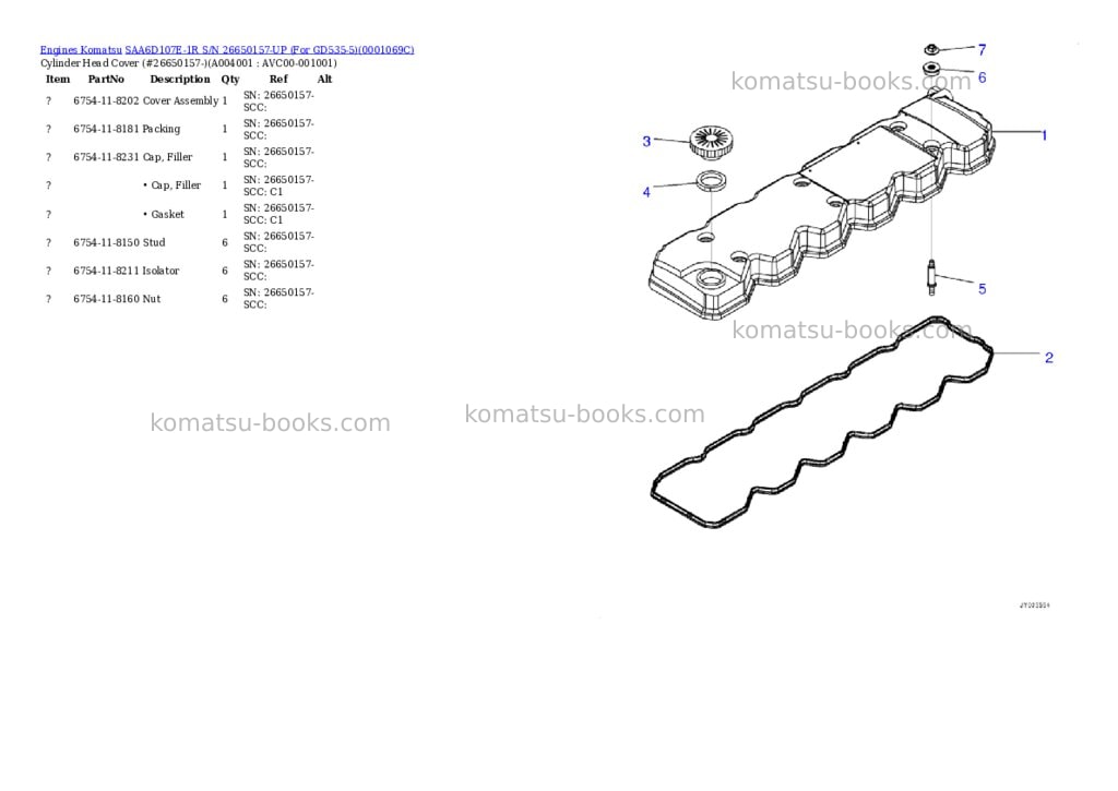 Komatsu saa6d107e-1r s/n 26650157-up for gd535-5 Parts catalog cover Page 3