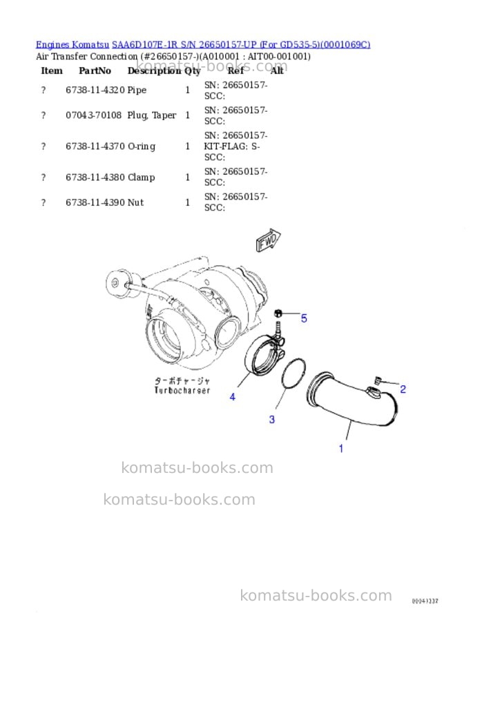 Komatsu saa6d107e-1r s/n 26650157-up for gd535-5 Parts catalog cover Page 9