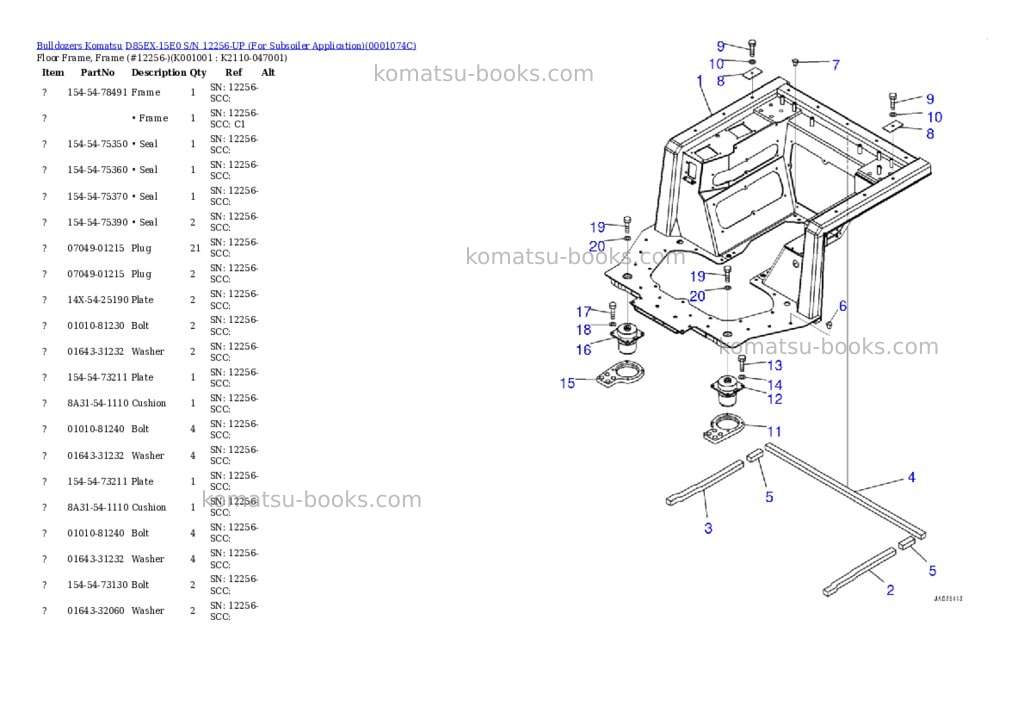 Komatsu d85ex-15e0 s/n 12256-up for subsoiler application Parts catalog cover Page 5