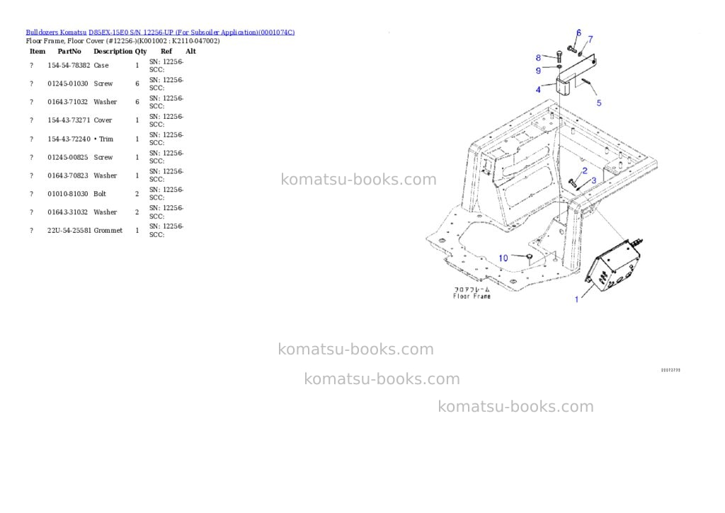 Komatsu d85ex-15e0 s/n 12256-up for subsoiler application Parts catalog cover Page 6