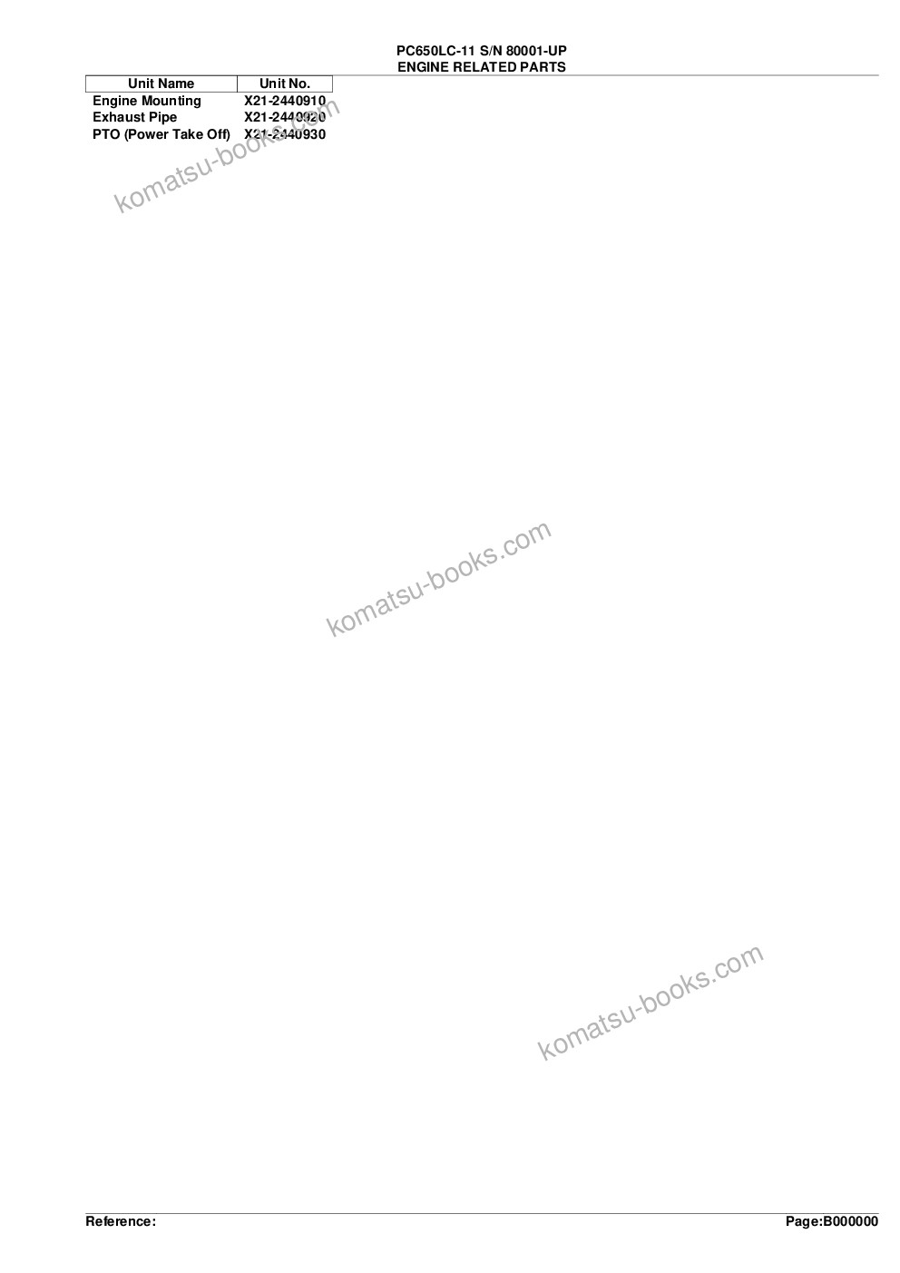 Komatsu pc650lc-11 s/n 80001-up Parts catalog cover Page 2