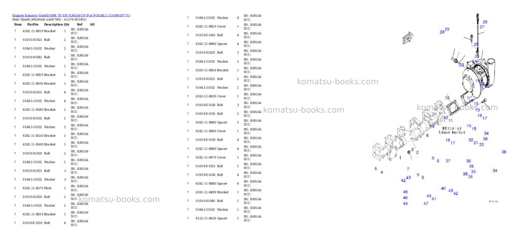 Komatsu saa6d140e-7d s/n 830556-up for pc650lc-11 Parts catalog cover Page 10