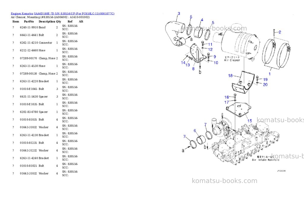 Komatsu saa6d140e-7d s/n 830556-up for pc650lc-11 Parts catalog cover Page 4