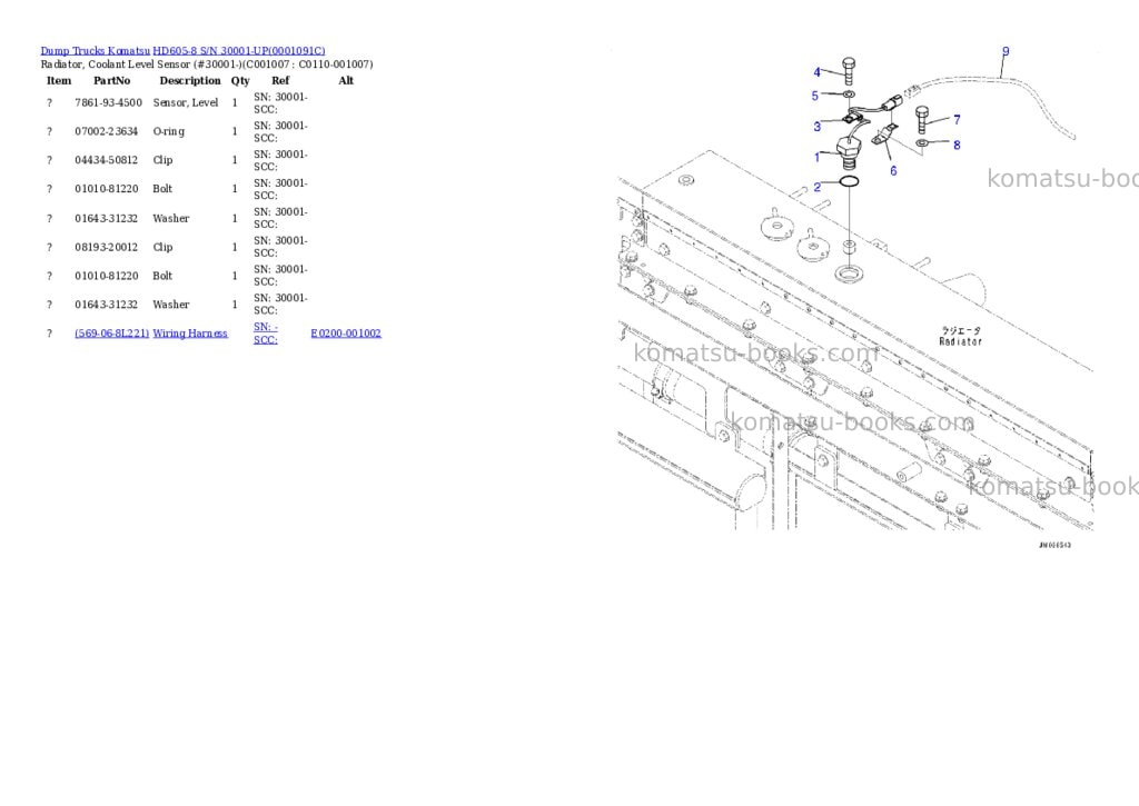 Komatsu hd605-8 s/n 30001-up Parts catalog cover Page 10